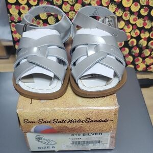 Salt Water Sandals Silver Metallic Criss-Cross Sandals